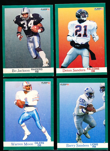 1991 Fleer Football Cards- with 1991 Fleer Baseball Cards Printed on Backs- 10 Cards