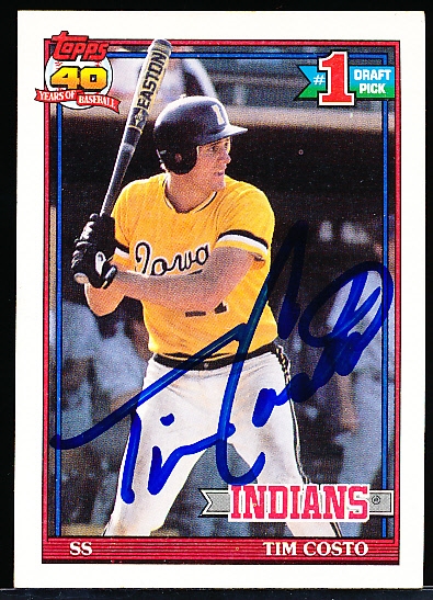 Autographed 1991 Topps Bsbl. #103 Tim Costo RC, Indians