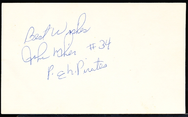 Autographed John Milner MLB Index Card