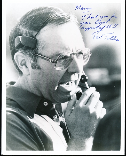 Autographed Ted Tollner USC NCAA Ftbl. B/W 8” x 10” Photo