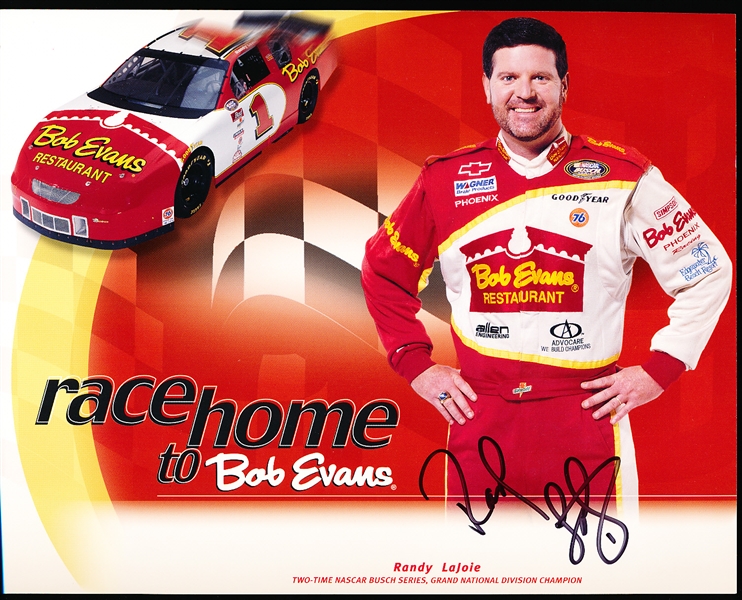 Autographed 2000 NASCAR Busch Series Randy Lajoie Bob Evans #1 Color 8” x 10” Photo Handout