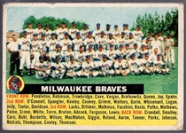 1956 Topps Bb- #95 Milwaukee Braves- Name Centered- Gray Back