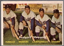 1957 Topps Bb - #400 Dodgers Sluggers- Furillo/ Snider/ Campanella/ Hodges