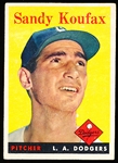 1958 Topps Baseball- #187 Sandy Koufax, Dodgers
