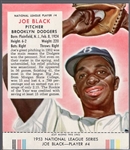 1953 Red Man Tobacco Bb with Tab- NL #4 Joe Black, Brooklyn Dodgers- March expiration back.