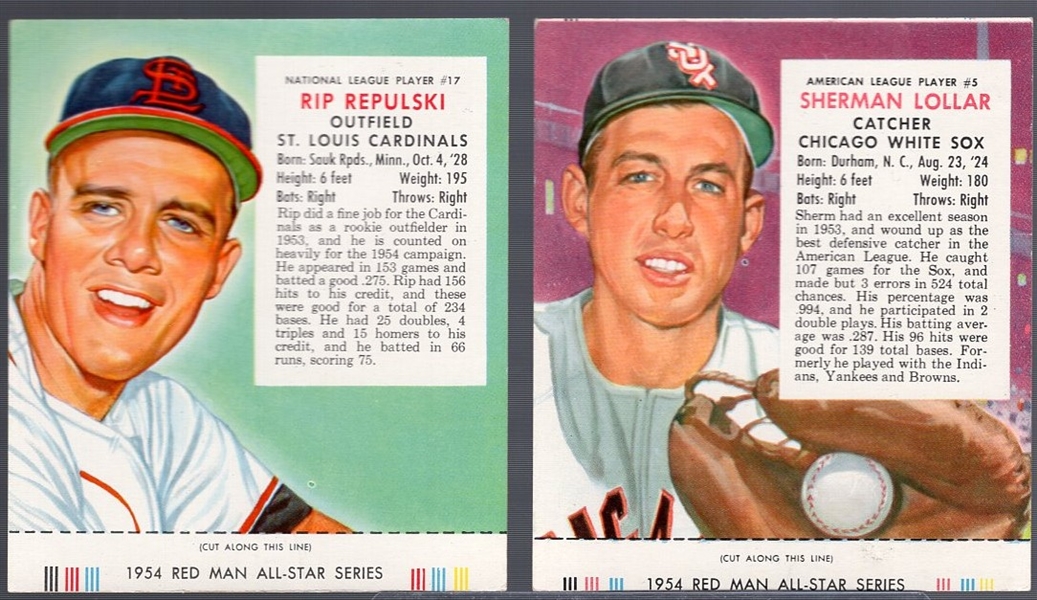 1954 Red Man Tobacco Bb with Tabs- 2 Diff