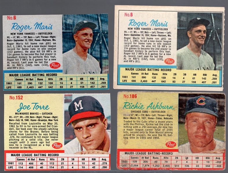 1962 Post Cereal Bb- 4 Cards