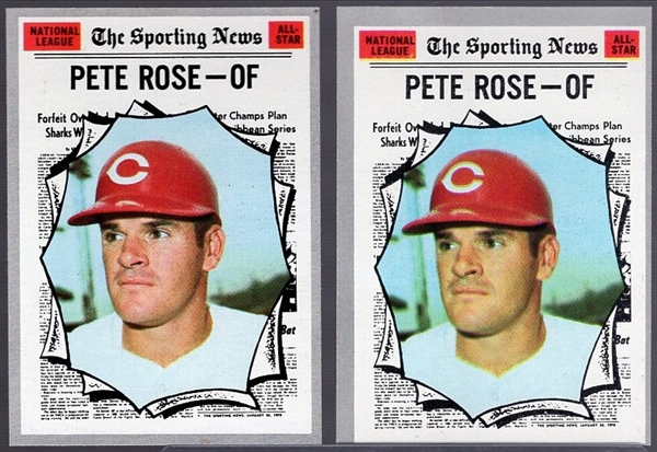 1970 Topps Bb- #458 Pete Rose All Star- 2 Cards