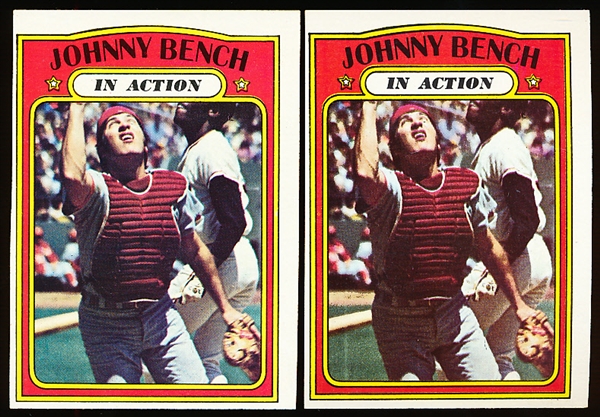 1972 Topps Bb- #434 Johnny Bench IA- 2 Cards