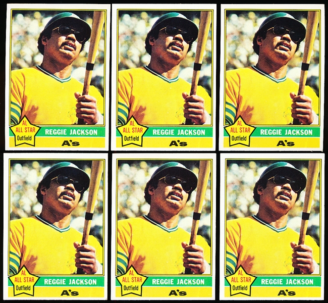 1976 Topps Bb- #500 Reggie Jackson, A’s- 6 Cards