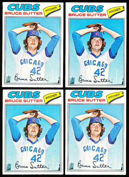 1977 Topps Bb- #144 Bruce Sutter RC, Cubs- 4 Cards