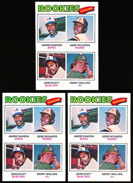 1977 Topps Bb- #473 Andre Dawson RC- 3 Cards