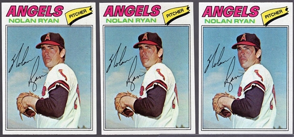 1977 Topps Bb- #650 Nolan Ryan, Angels- 3 Cards