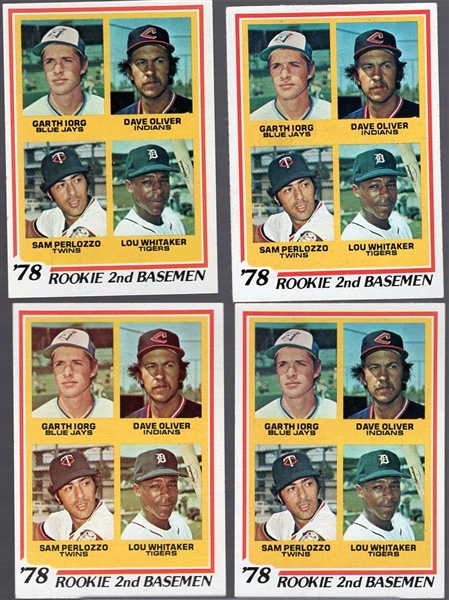 1978 Topps Bb- #704 Lou Whitaker RC- 4 Cards