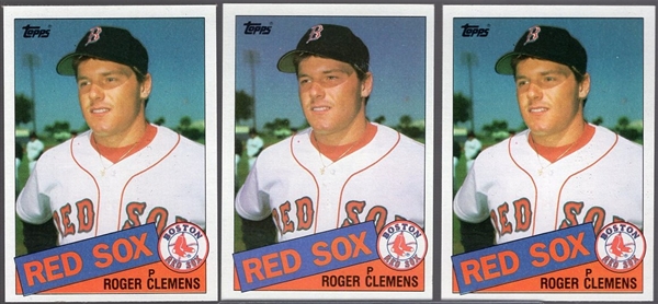 1985 Topps Bb- #181 Roger Clemens- 3 Cards