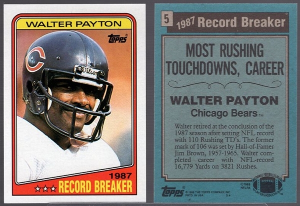 1988 Topps Football- #5 Walter Payton RB- 14 Cards