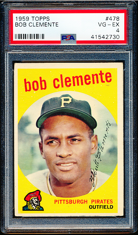 Lot Detail - 1959 Topps Baseball- #478 Bob Clemente, Pirates- PSA Vg-Ex 4