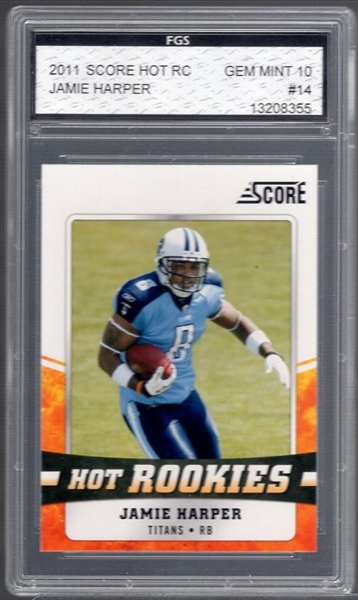 2011 Sore Hot RC Football- #14 Jamie Harper, Titans- FGC Gem Mint 10