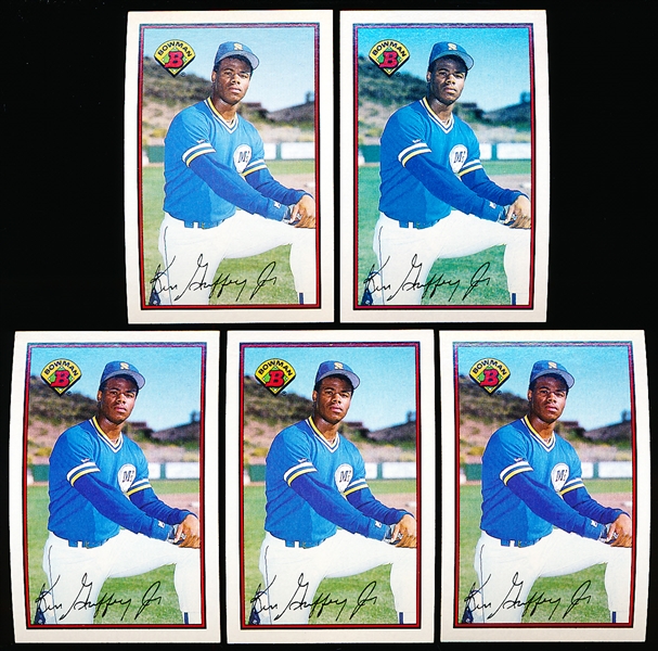 1989 Bowman Bb- #220 Ken Griffey Jr. RC, Mariners- 5 Cards