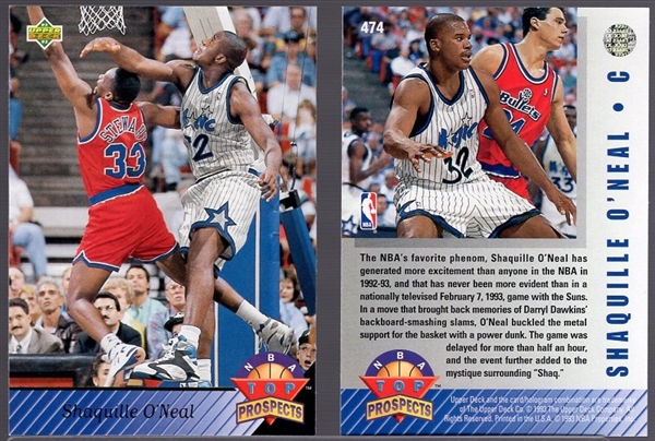 1992-93 Upper Deck Bask- #474 Shaquille O’Neal Top Prospect- 12 Cards