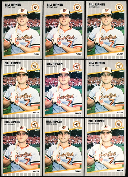 1989 Fleer Bb- #616 Bill Ripken, Orioles- 10 Cards