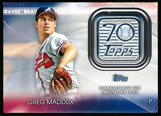 2021 Topps Bsbl. Series 2 “70th Anniversary Logo Patch” Card- #70LP-GM Greg Maddux, Braves