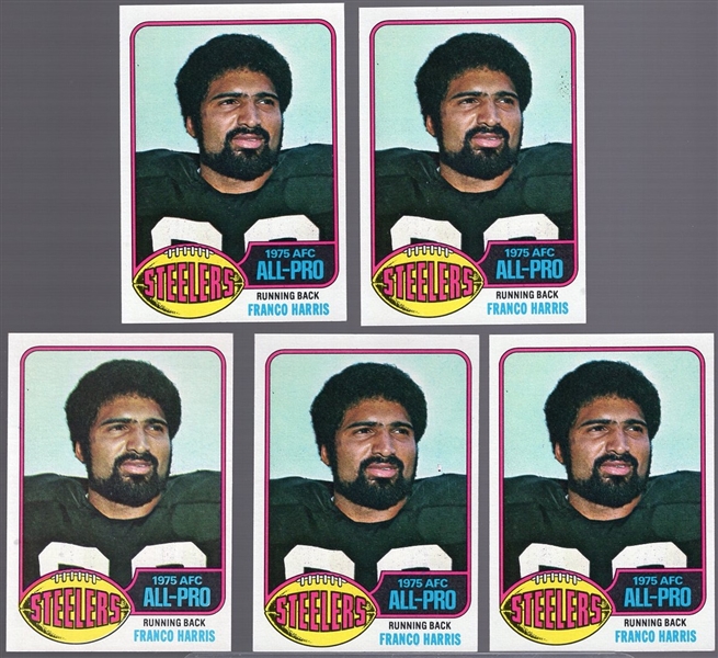 1976 Topps Football- #100 Franco Harris, Steelers- 5 Cards