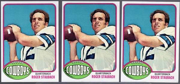 1976 Topps Fb- #395 Roger Staubach, Cowboys- 3 Cards