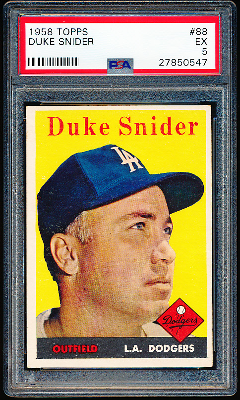 Lot Detail - 1958 Topps Baseball- #88 Duke Snider, LA Dodgers- PSA Ex 5