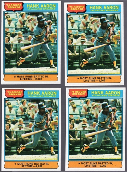 1976 Topps Bb- #1 Hank Aaron RB- 4 Cards