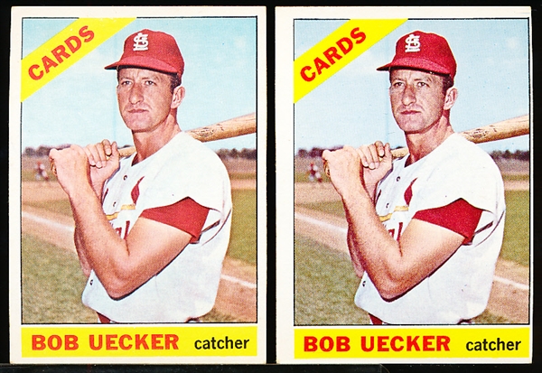 1966 Topps Bb- #91 Bob Uecker, Cardinals- Both Variations