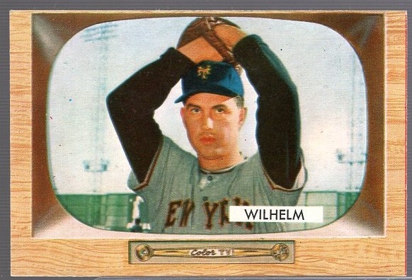 1955 Bowman Baseball- #1 Hoyt Wilhelm, NY Giants