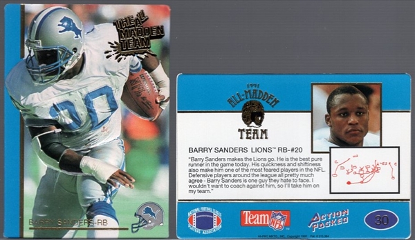 1991 Action Packed Football- All Madden- #30 Barry Sanders- 35 Cards