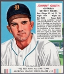 1952 Red Man Bb with Tab- AL#10 Johnny Growth, Detroit Tigers- March expiration back.