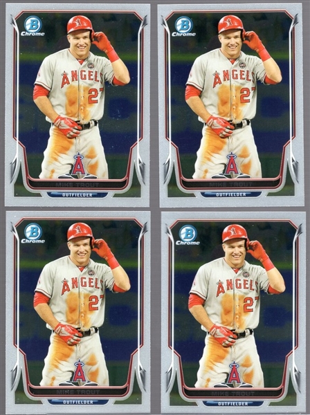 2014 Bowman Chrome Bsbl. #31 Mike Trout, Angels- 4 Cards