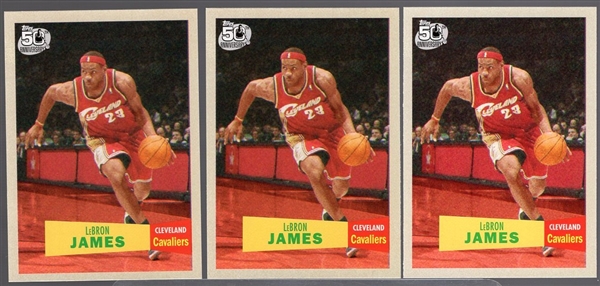2007-08 Topps Bskbl. “1957-58 Variations” #23 LeBron James Red Jersey- 3 Cards