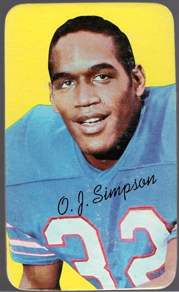 1970 Topps Ftbl. “Supers” #24 O. J. Simpson RC, Bills