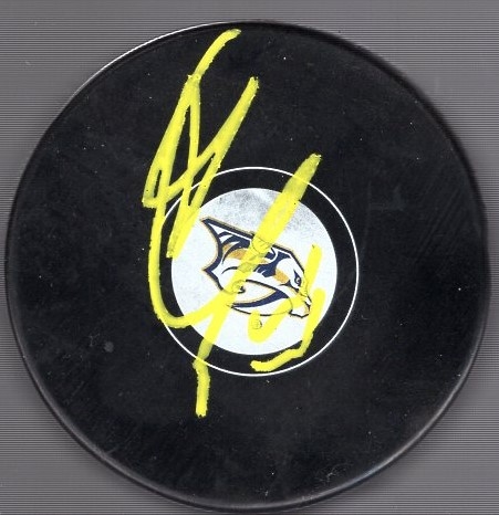 Autographed Viktor Arvidsson Nashville Predators Official NHL Logo Puck- JSA Certified