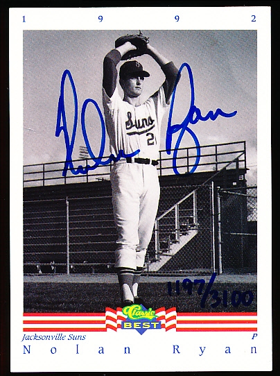 1992 Classic Best Minor League Bb- “Autographs”- Nolan Ryan- #1197/3100