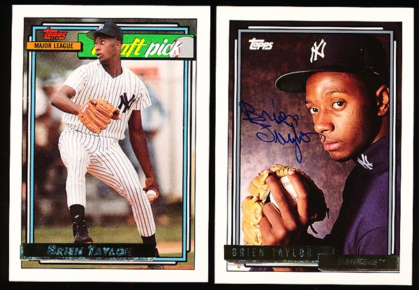 1992 Topps Gold Baseball- 2 Diff. Brian Taylor Yankees Cards- 1 Signed! 