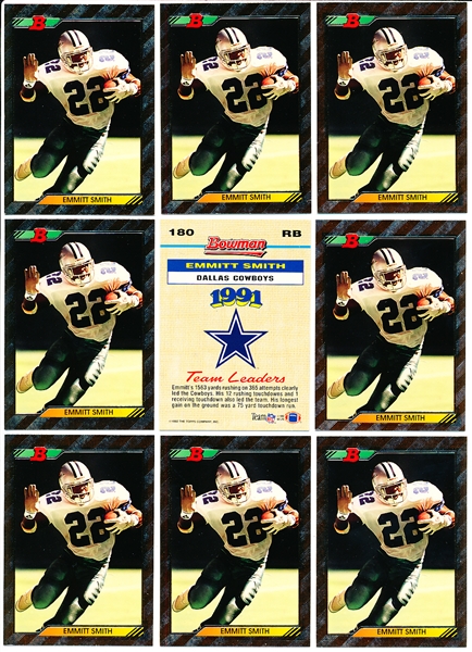 1992 Bowman Ftbl.- Emmitt Smith Foil, Cowboys- 9 Cards