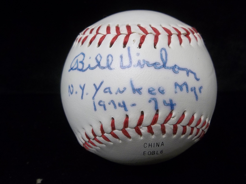 Autographed & Inscribed Bill Virdon Unofficial Baseball- JSA Certified