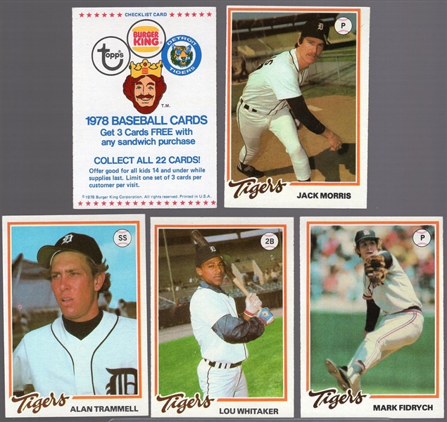 1978 Burger King- Detroit Tigers Set of 23