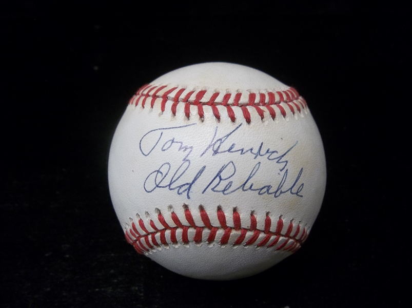 Autographed & Inscribed Tom Henrich A.L. (B. Brown Pres.) Baseball- JSA Certified