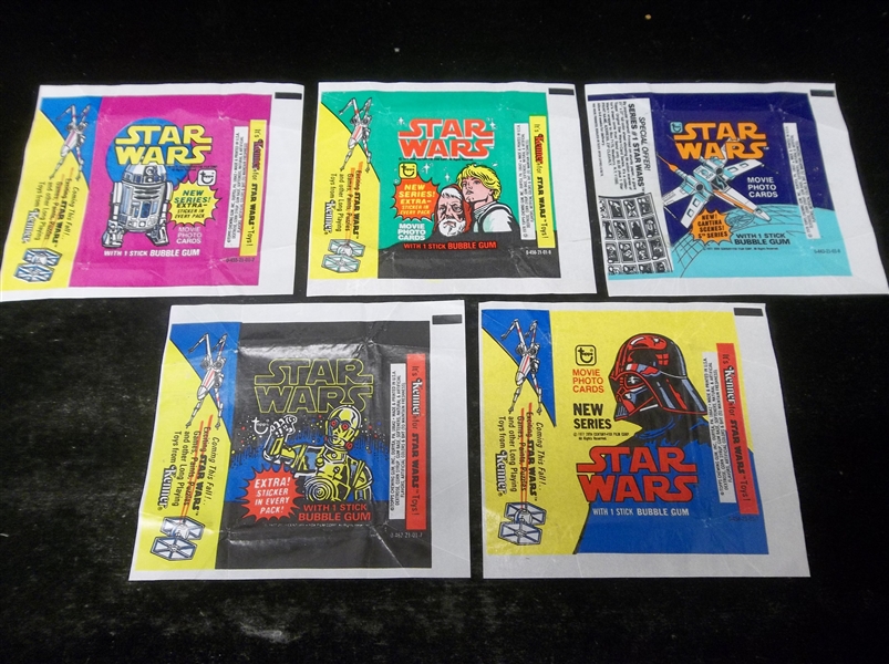 1977 Topps Star Wars Wrappers- 5 Diff. (One From Each Series!)