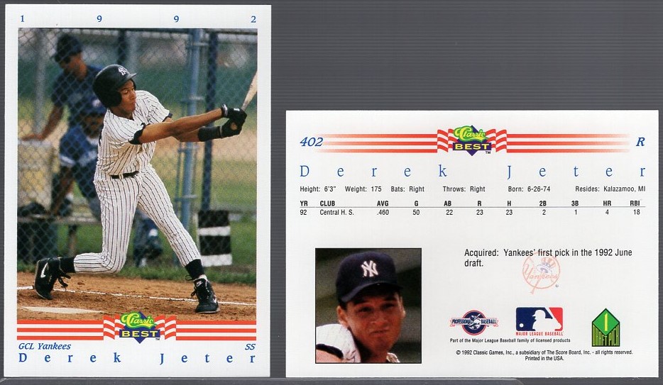 Lot Detail - 1992 Classic Best Minor League Bb- #402 Derek Jeter- 5 Cards