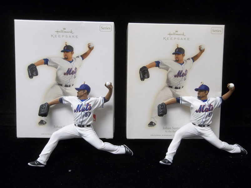 2009 Hallmark Keepsake Ornament- Johan Santana, Mets- 2 Pieces