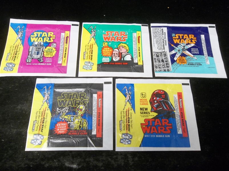 1977 Topps Star Wars Wrappers- 5 Diff. (One From Each Series!)