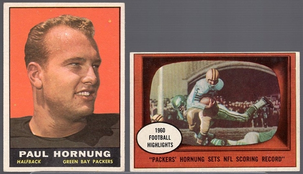 1961 Topps Football-2 Diff Paul Hornung Cards