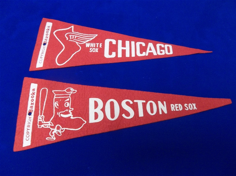 Lot Detail - 1959 Topps/ Bazooka Send-Away Felt Team Pennant- 2 Diff ...